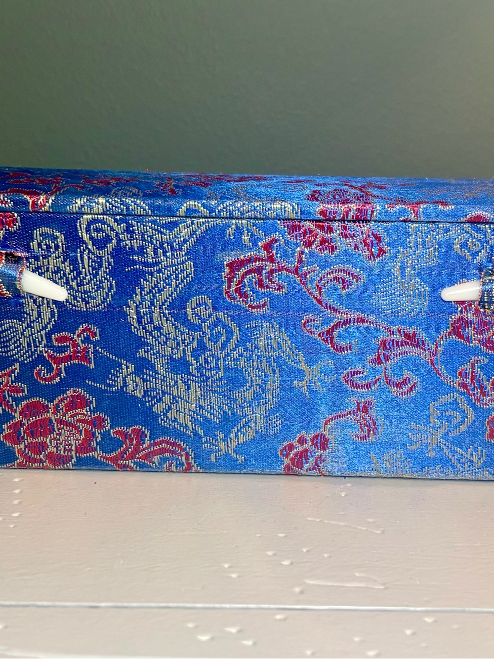 Blue Floral Brocade Decorative Storage Box - Home Accents
